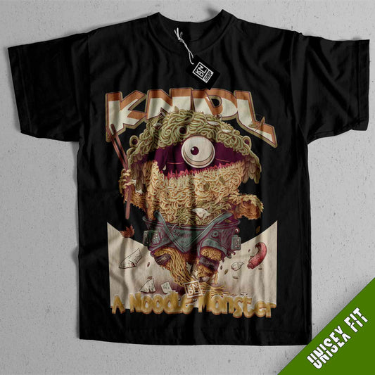 a black t - shirt with a picture of a monster on it