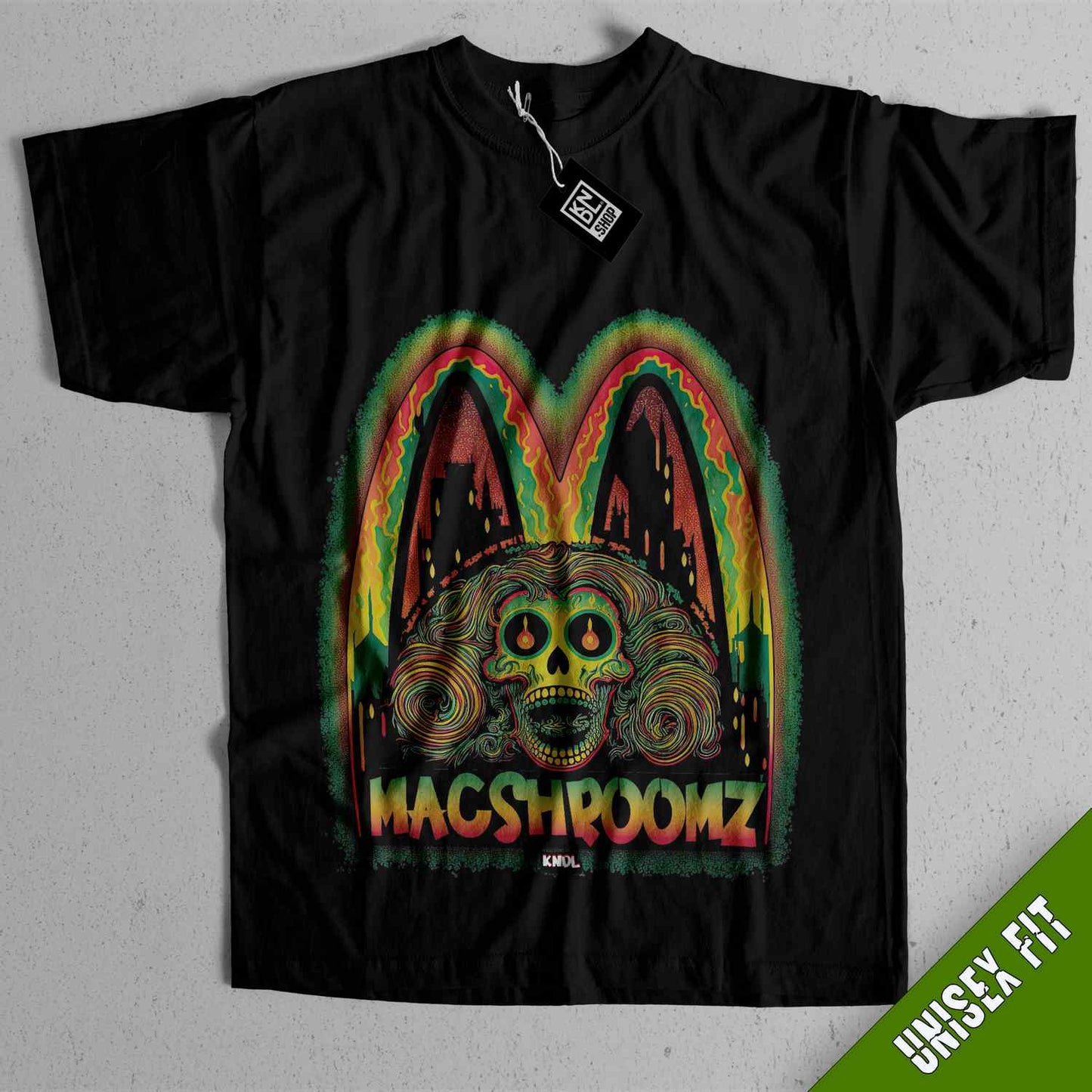 a black t - shirt with a picture of a skull on it