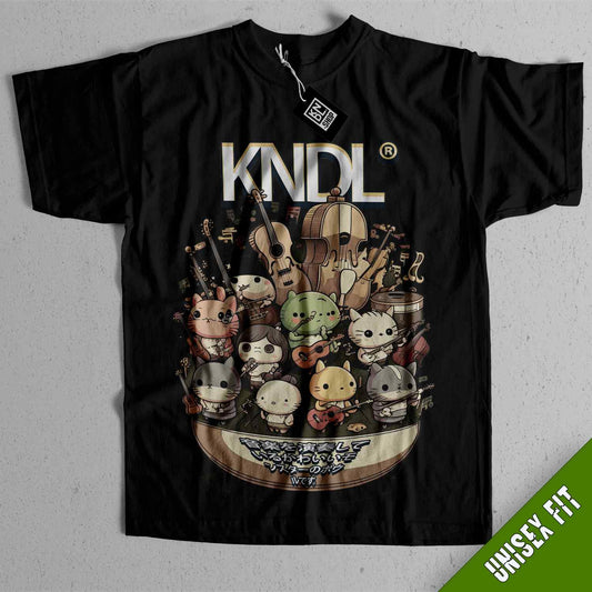 a black t - shirt with a bunch of cartoon characters on it