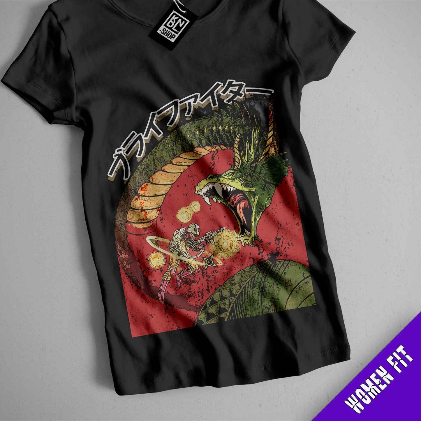 a black shirt with a dragon on it