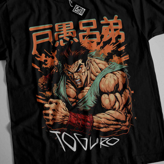 a black shirt with a picture of a man holding a fist