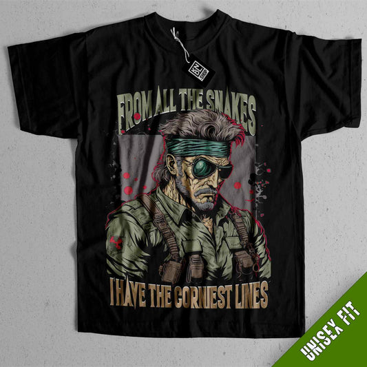 a black t - shirt with an image of a man wearing a bandana and