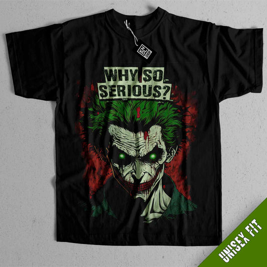 a black t - shirt with a picture of the joker on it
