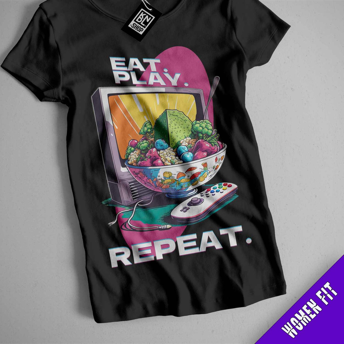 a t - shirt that says eat play repeat