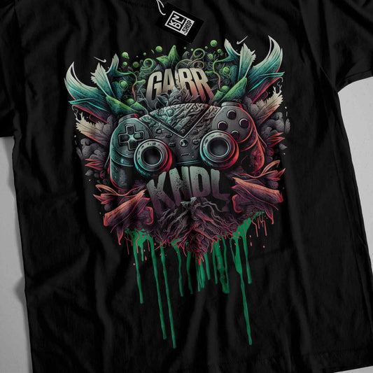 a t - shirt with a video game controller on it