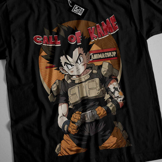 a black t - shirt with an image of a cartoon character