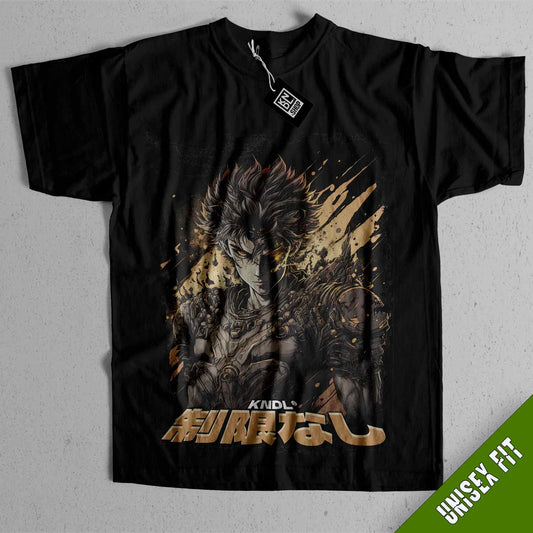 a black t - shirt with an image of a demon on it