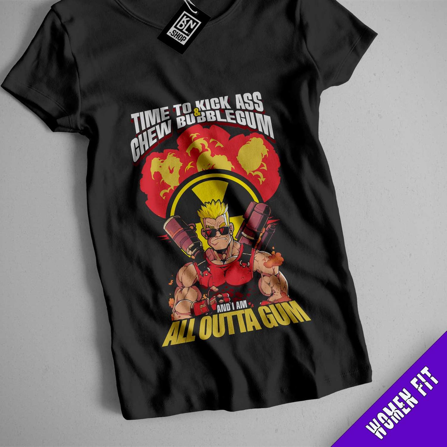 a black shirt with a picture of a cartoon character