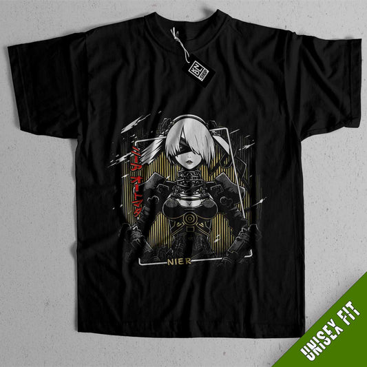 a black t - shirt with a picture of an anime character