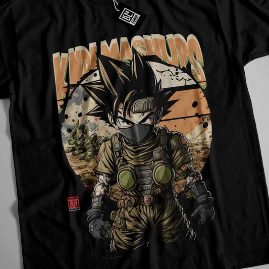 a black t - shirt with a picture of a man wearing a helmet and holding