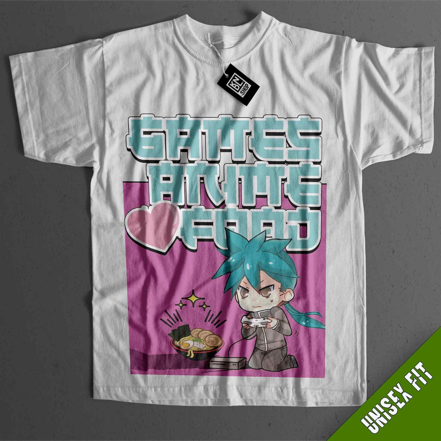 a white t - shirt with a cartoon character on it
