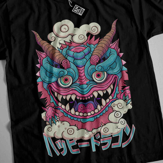 a t - shirt with a dragon design on it