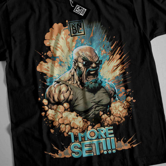 a black t - shirt with an image of a man with a beard and a