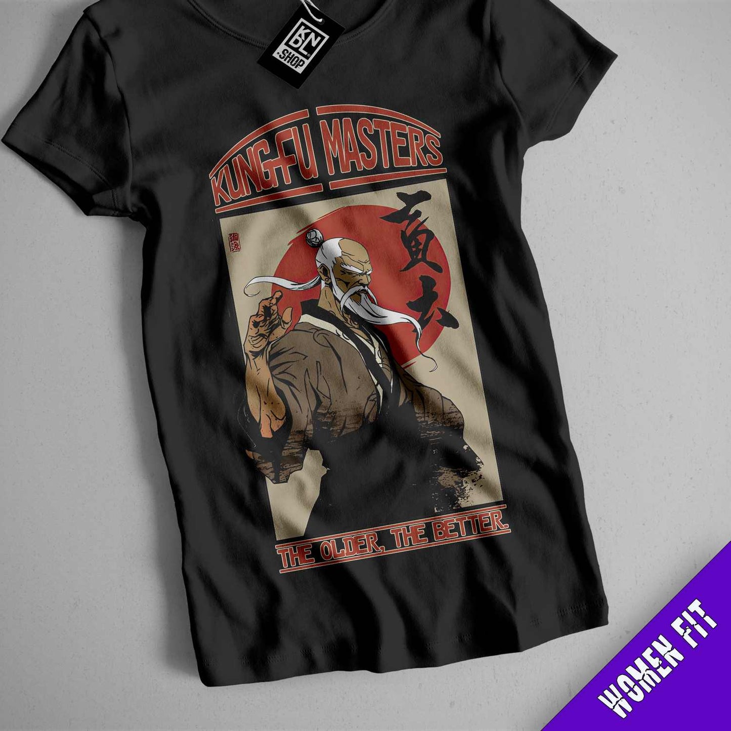 a black t - shirt with a picture of a man on it