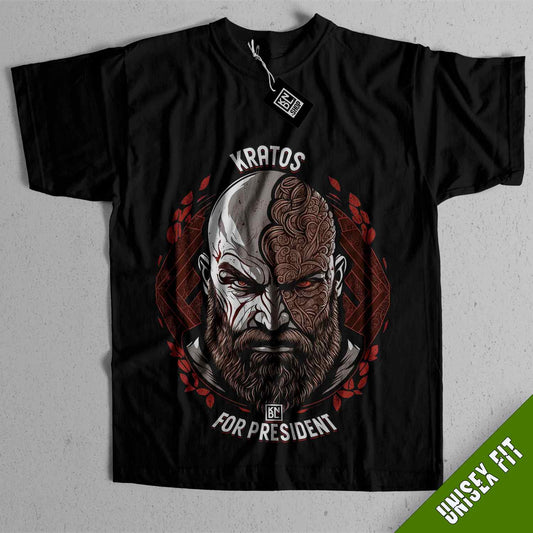 a black t - shirt with an image of a bearded man