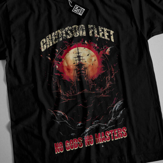 a black shirt with a picture of a ship on it