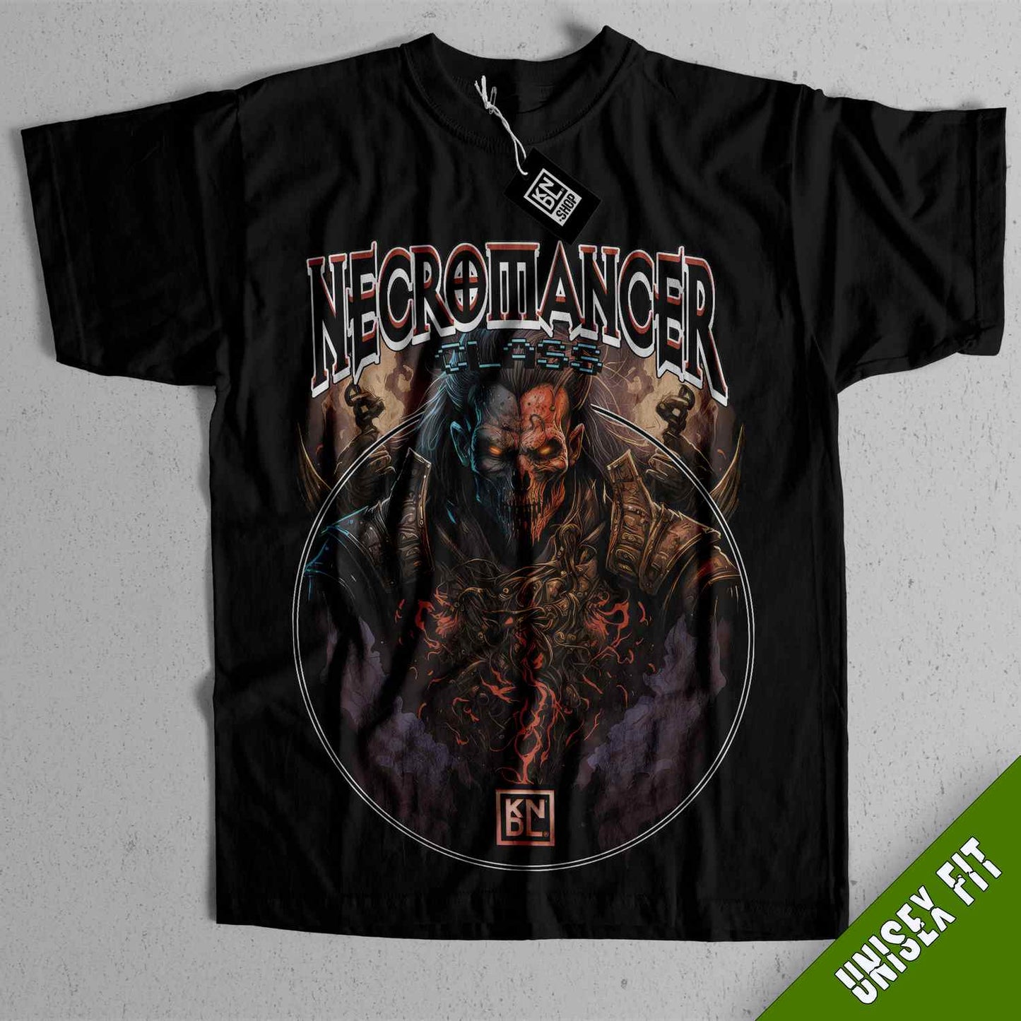 a black shirt with a picture of a skeleton on it