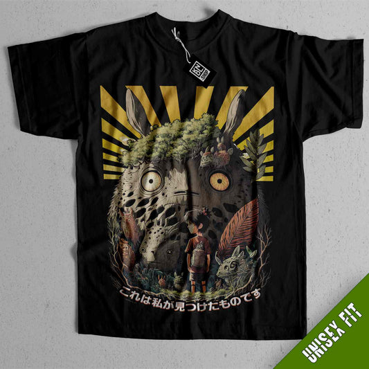 a black t - shirt with a picture of a creature on it