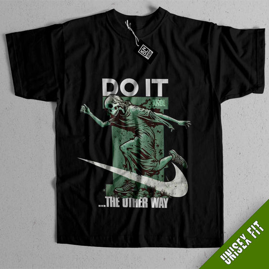 a black t - shirt with a green and white image of a basketball player