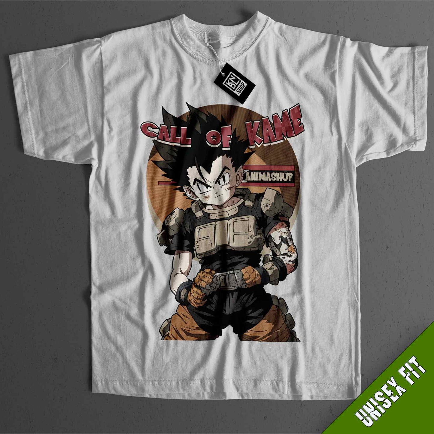 a white t - shirt with an image of a cartoon character
