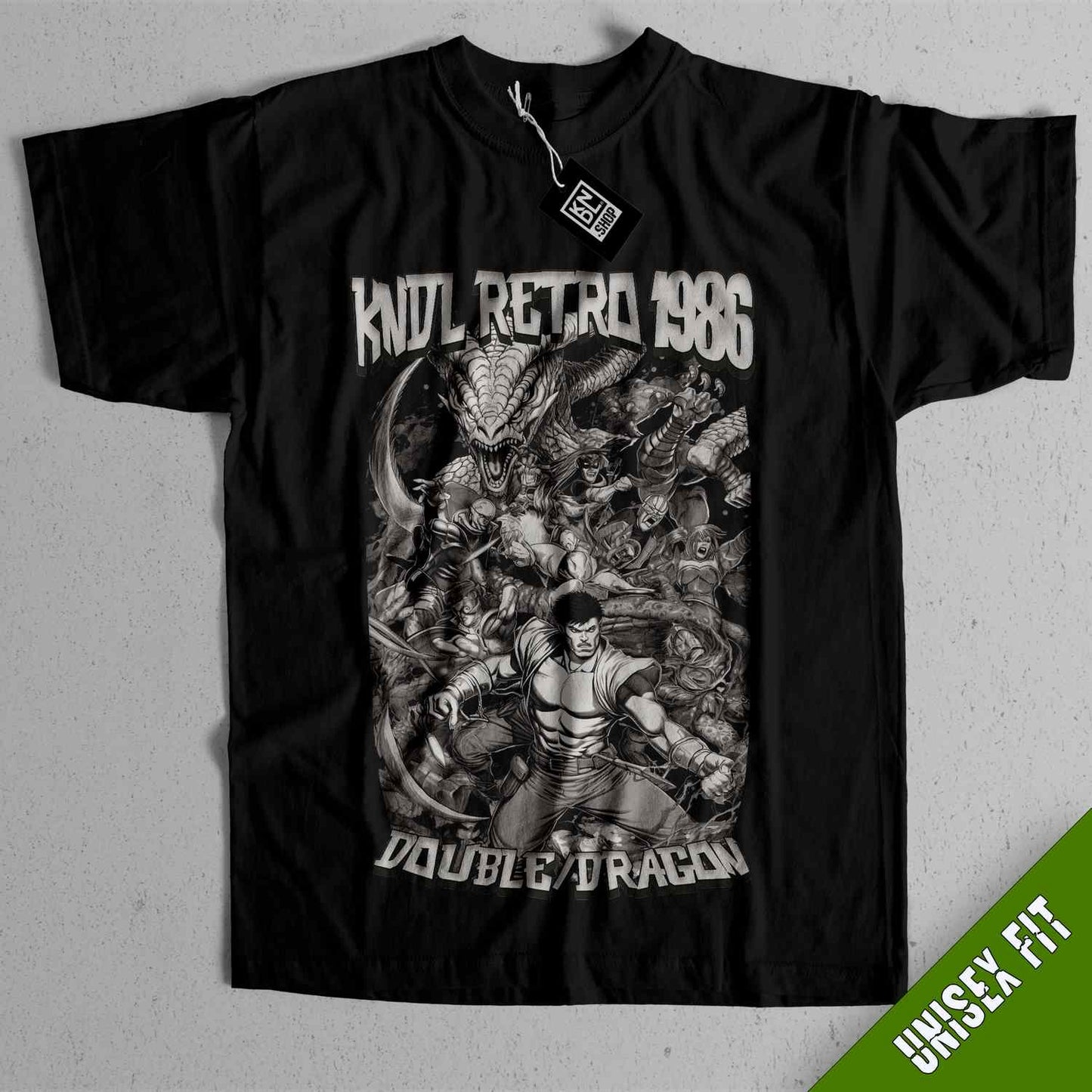 a black shirt with a picture of a group of people on it