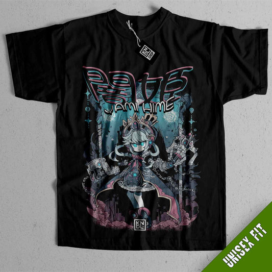 a black t - shirt with an anime character on it