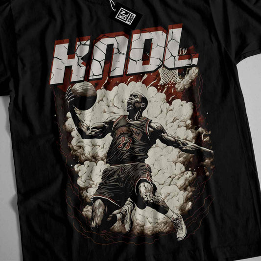 a t - shirt with a drawing of a basketball player