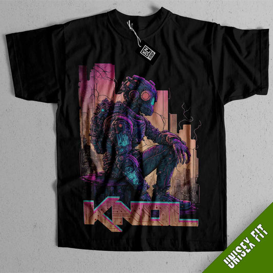 a black t - shirt with a picture of a man in a suit