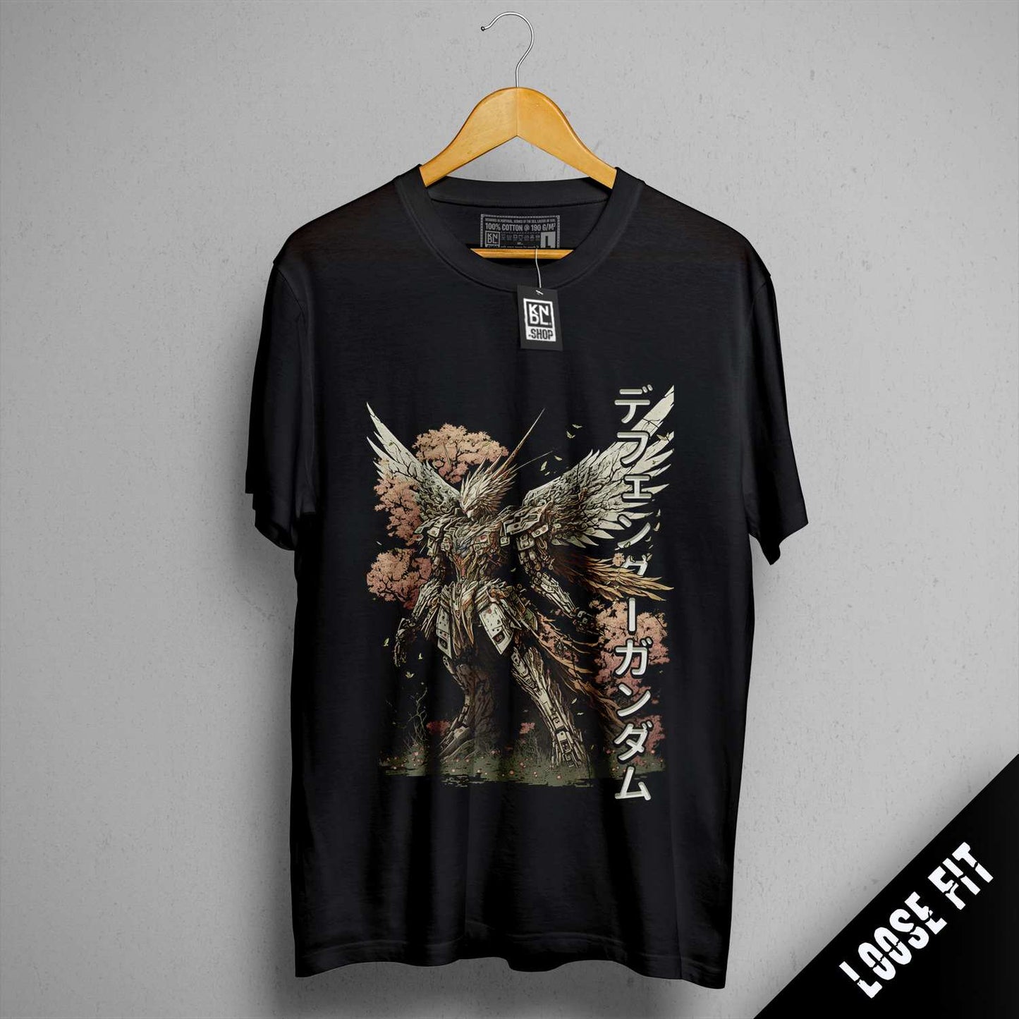 a black shirt with a picture of a demon on it
