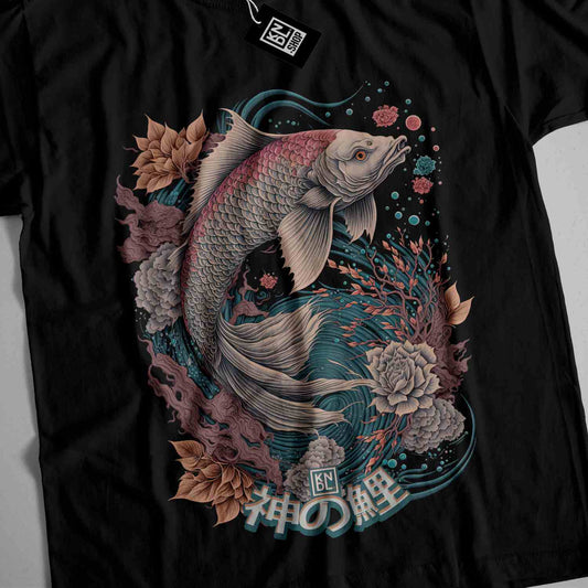 a t - shirt with a koi fish on it