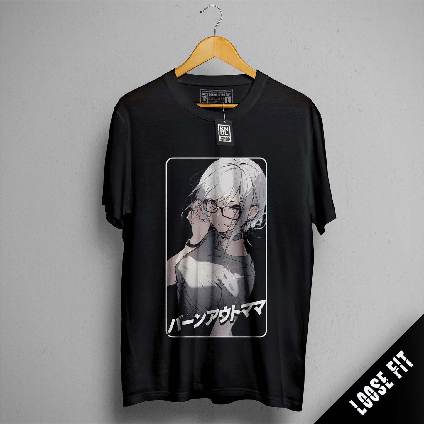 a black tshirt with a picture of an anime character on it