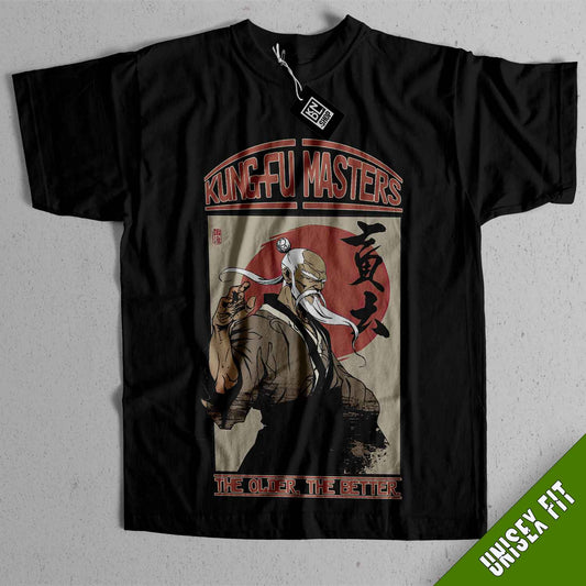 a black shirt with a picture of a man riding a horse