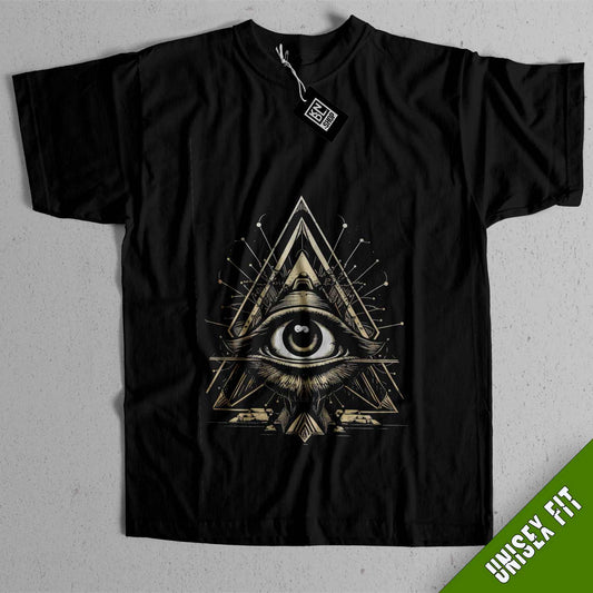 a black t - shirt with an all seeing eye on it