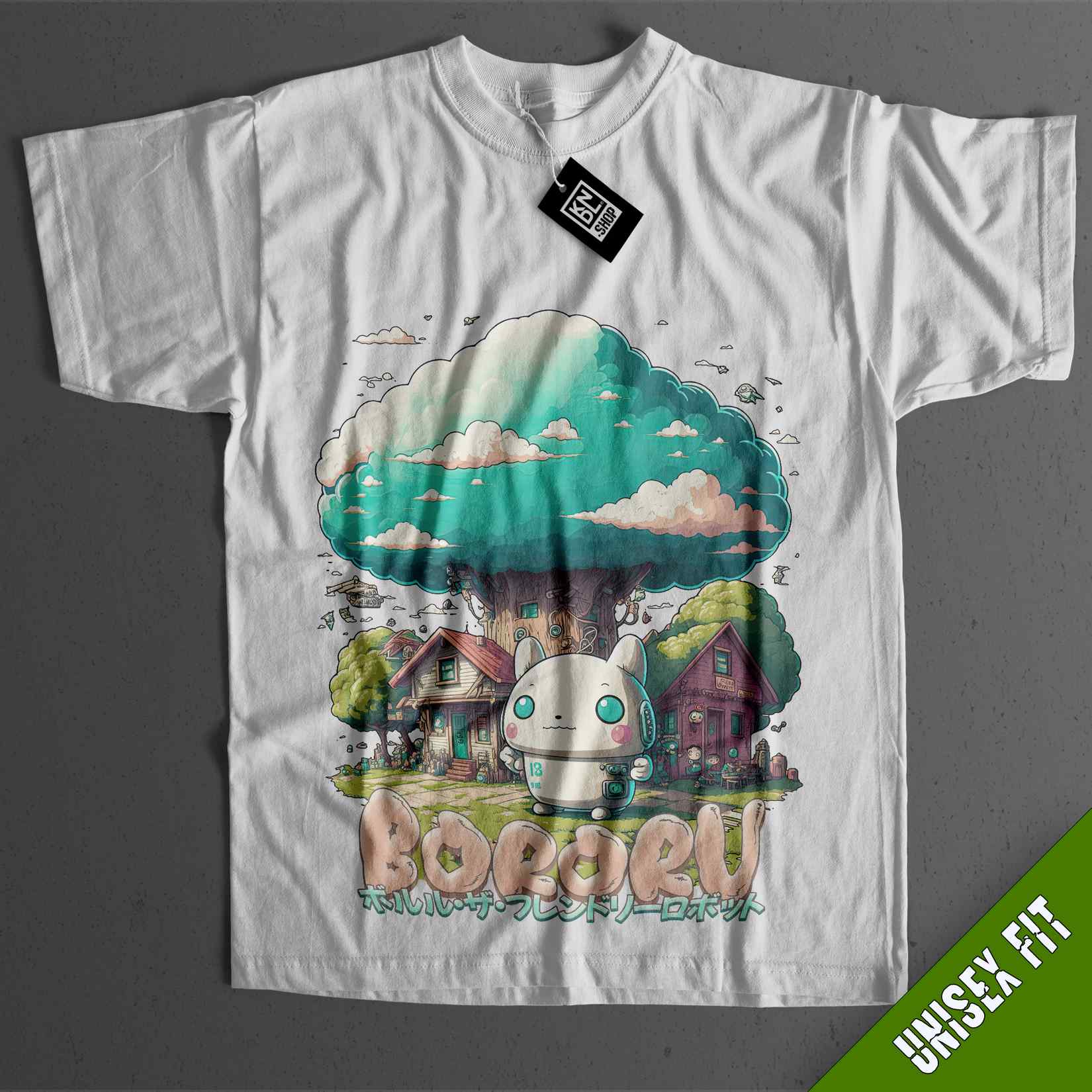 a t - shirt with an image of a mushroom on it