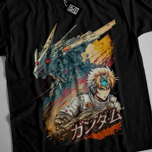 a black shirt with a picture of a man and a dragon on it