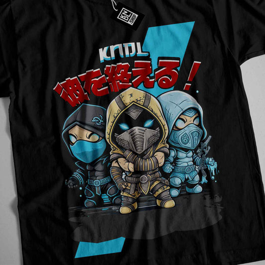 a t - shirt with a picture of two ninjas on it