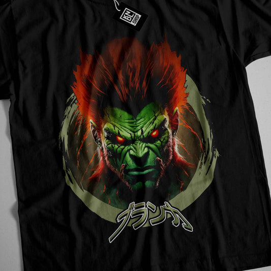 a black t - shirt with an image of a demon on it