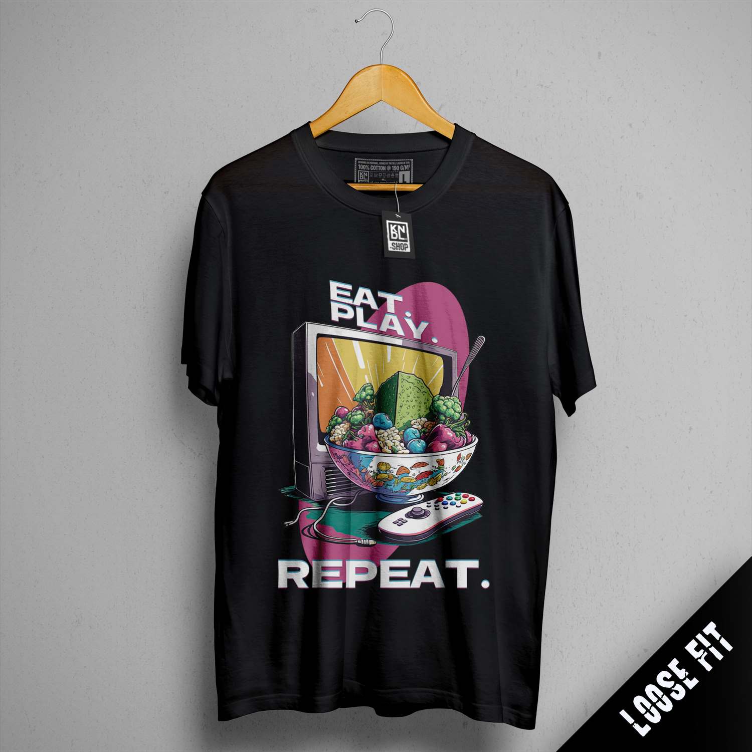 a t - shirt that says eat play repeat