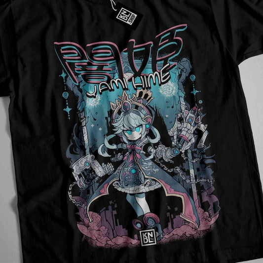 a black t - shirt with an anime character on it