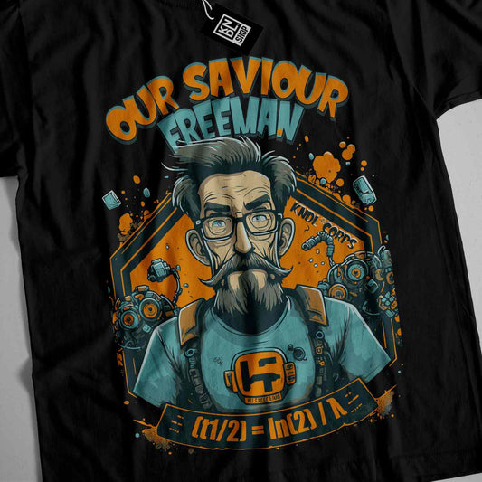 a black t - shirt with an image of a bearded man