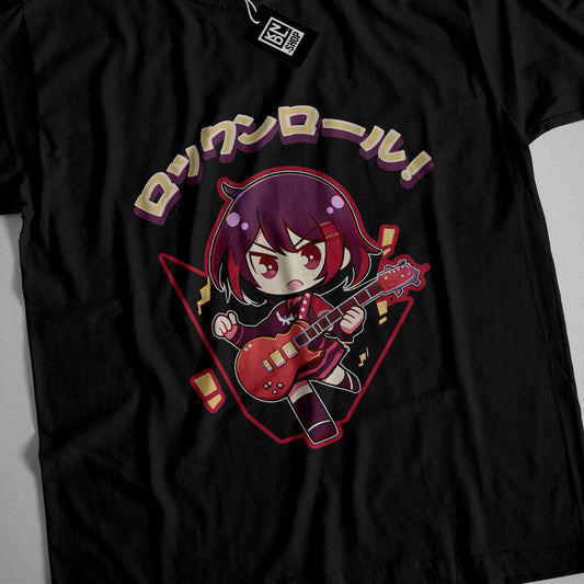 a t - shirt with an image of a girl playing a guitar