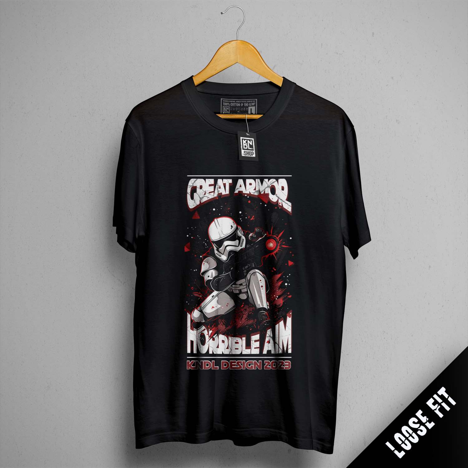 a black t - shirt with a star wars poster on it