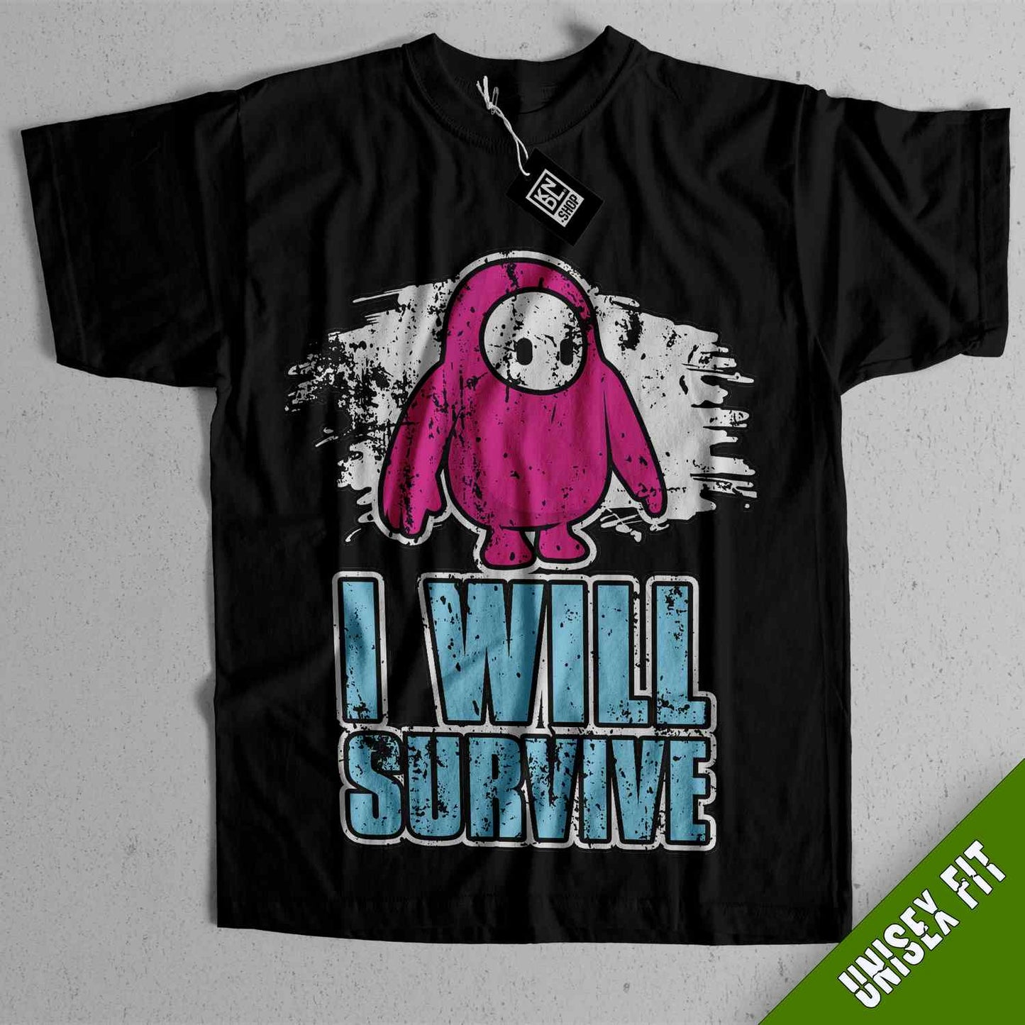 a black t - shirt with a pink cartoon character on it