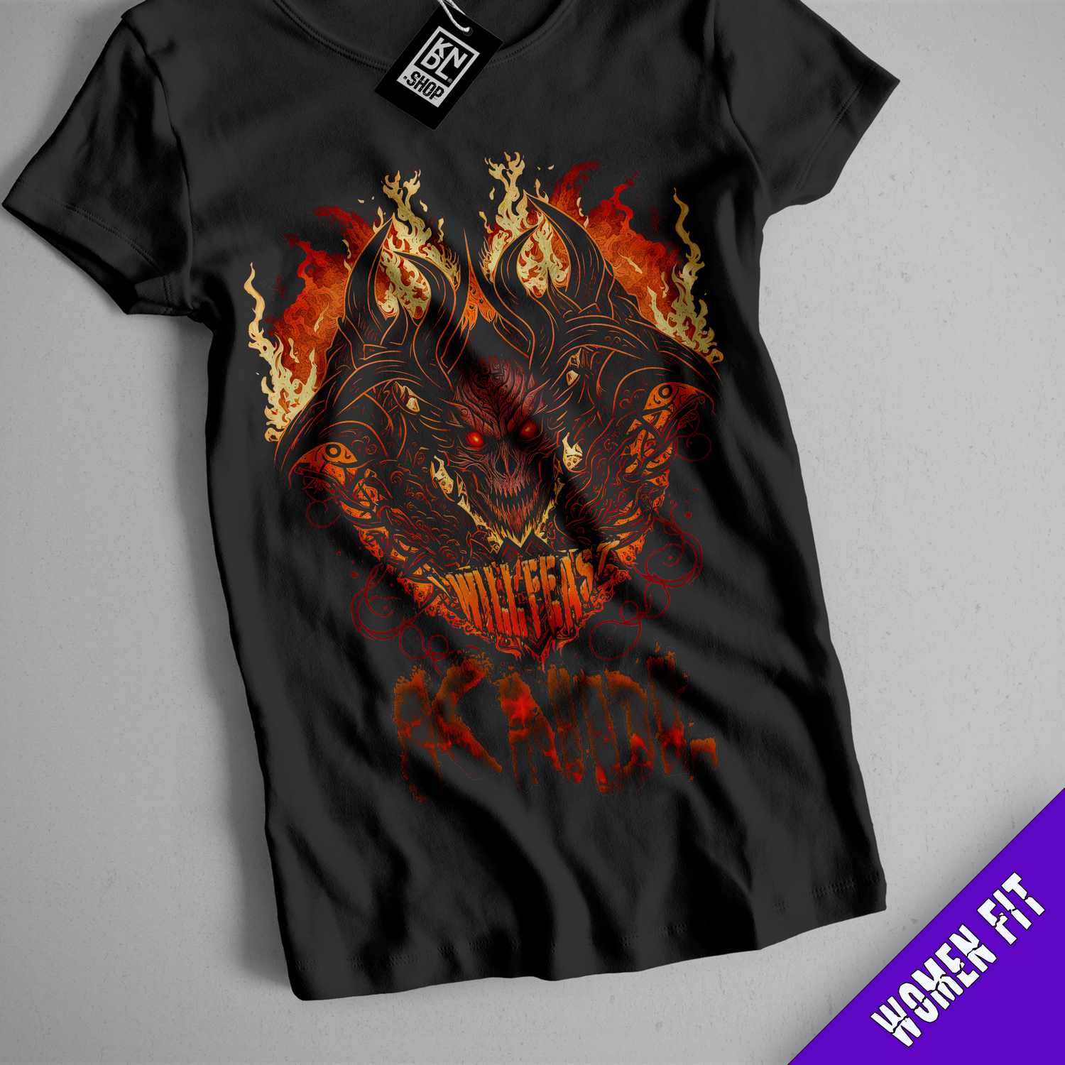a t - shirt with a picture of a demon on it