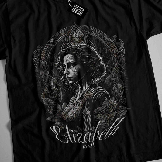 a black t - shirt with a woman's face on it