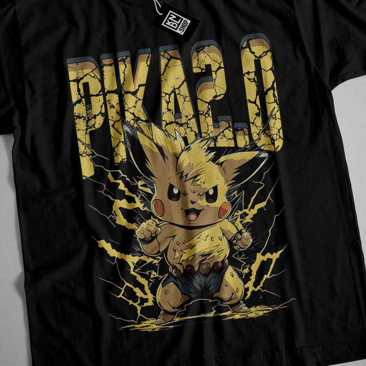 a black shirt with a picture of a pikachu on it