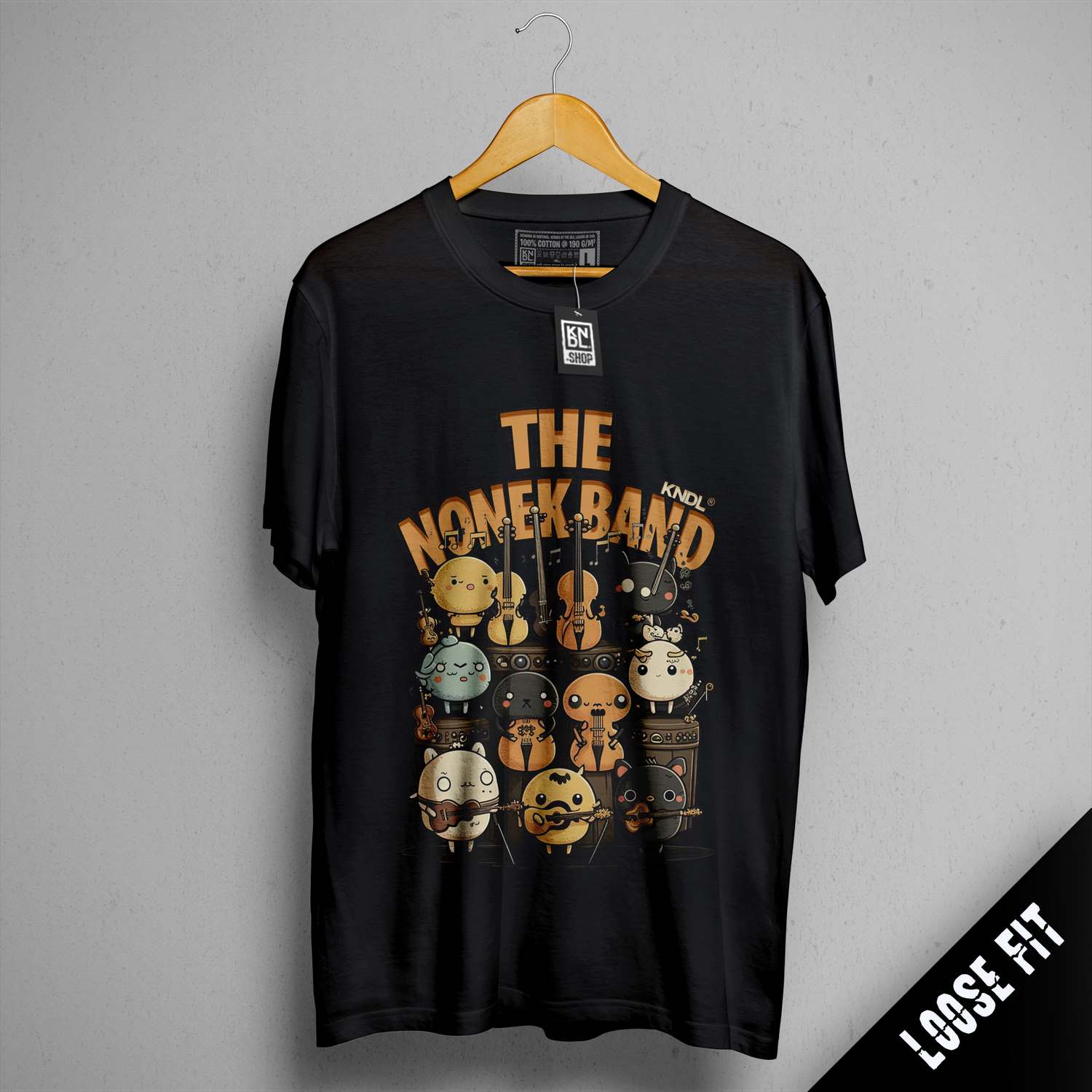 a black t - shirt with the words the monkey band on it