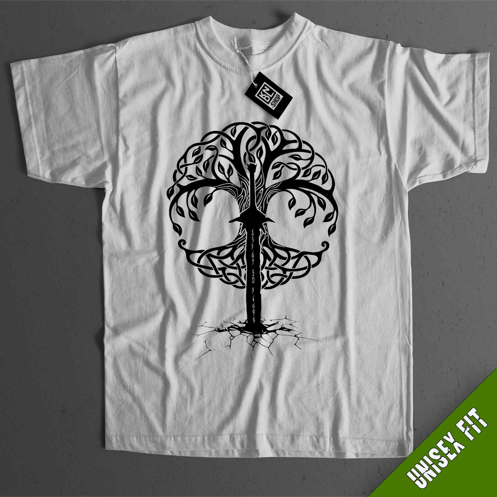 a white t - shirt with a tree of life on it
