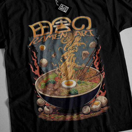 a t - shirt with a picture of a bowl of food on it