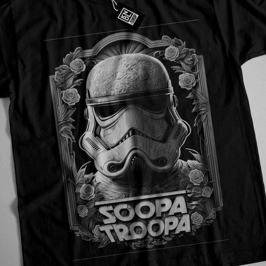 a star wars t - shirt with a helmet on it